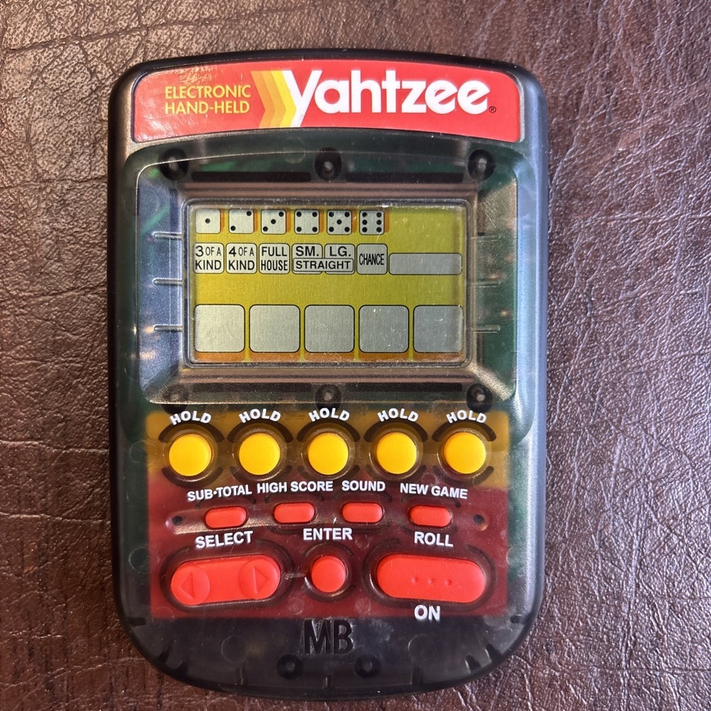 Yahtzee Electronic Hand‎ - Held Game Clear Black Milton Bradley Tested 1995
